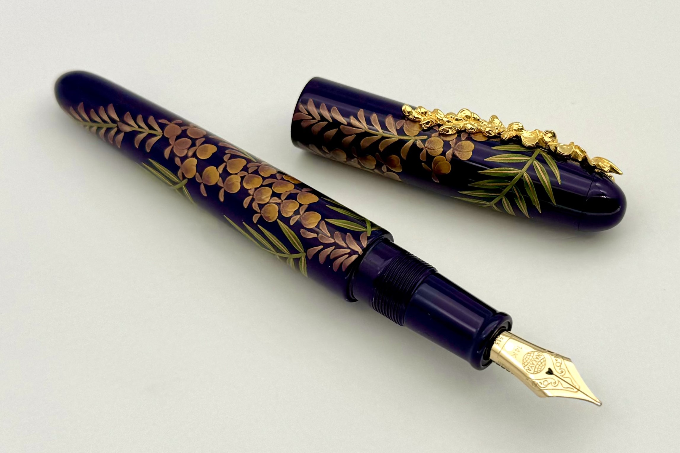 NakayaPortableWriterFujiⅡWisteriaShobuBaseFPwithYellowGoldWisteriaStopper_B